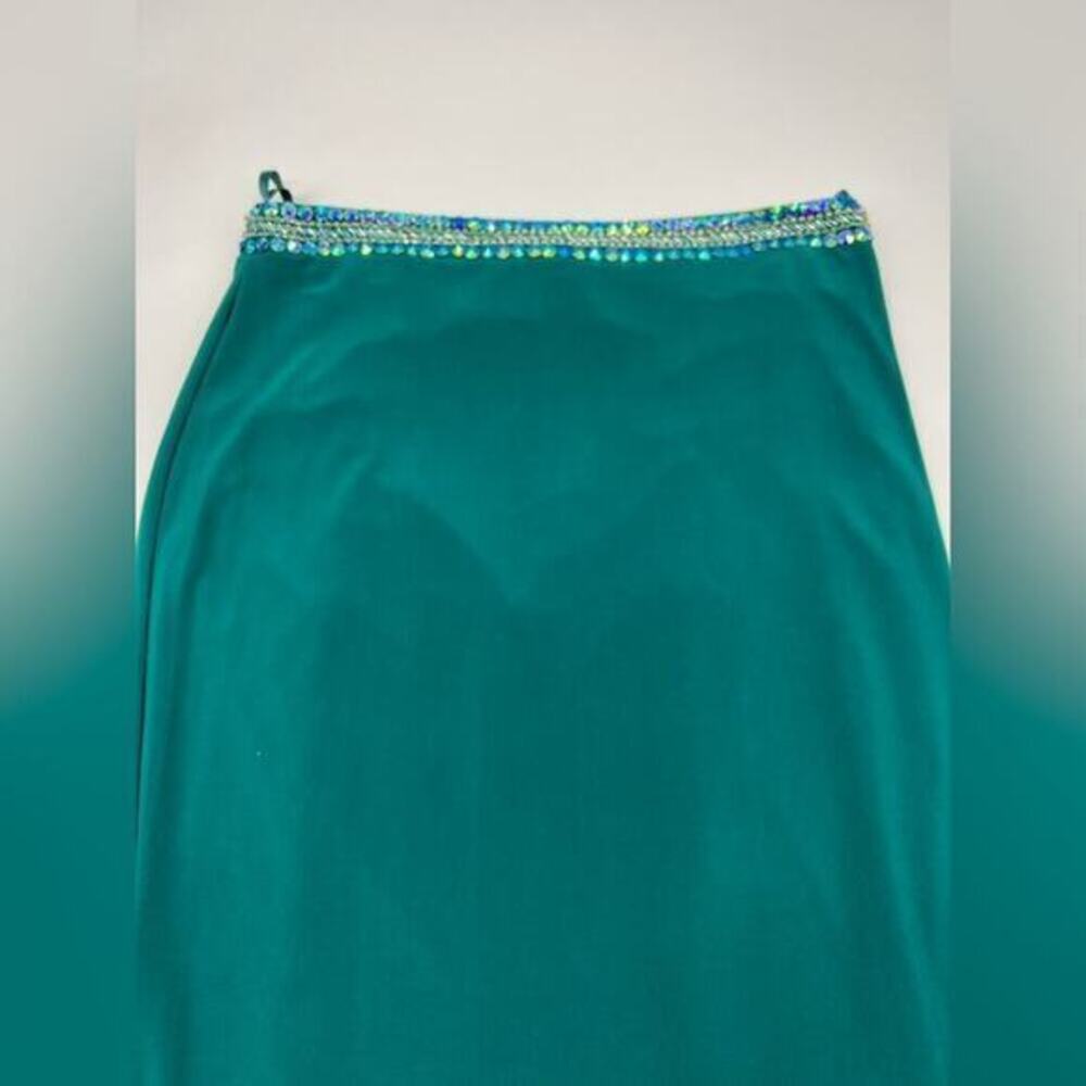 Madison James vintage hunter green strapless gown